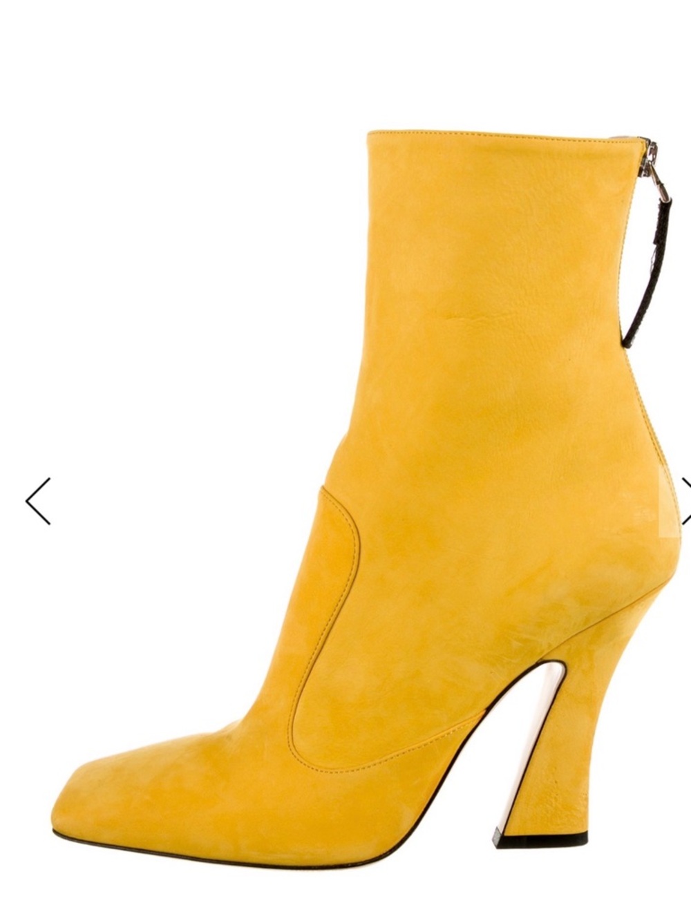 Fendi Yellow Suede Ankle Boot with Sculpted Heel